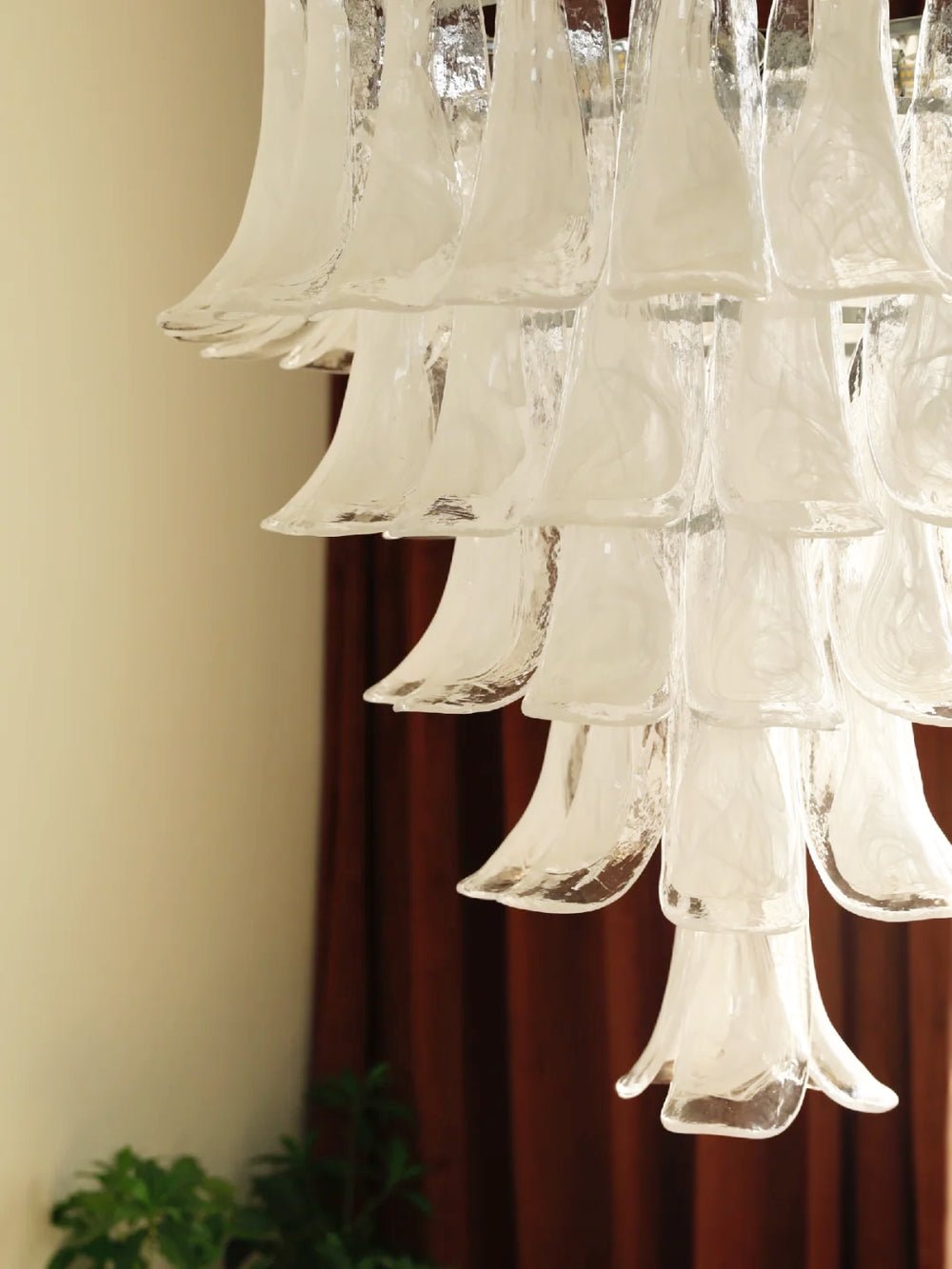 Aurora Chandelier Clear Murano Glass Petal Vintage