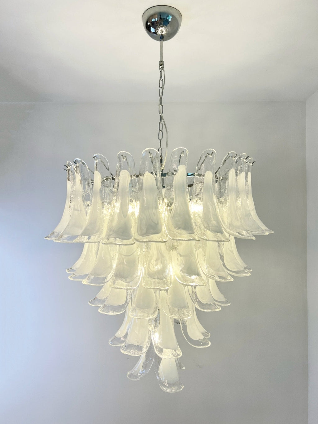 Aurora Chandelier Clear Murano Glass Petal Vintage