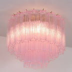 Aurora Ceiling Lamp Murano Pink Glass Vintage