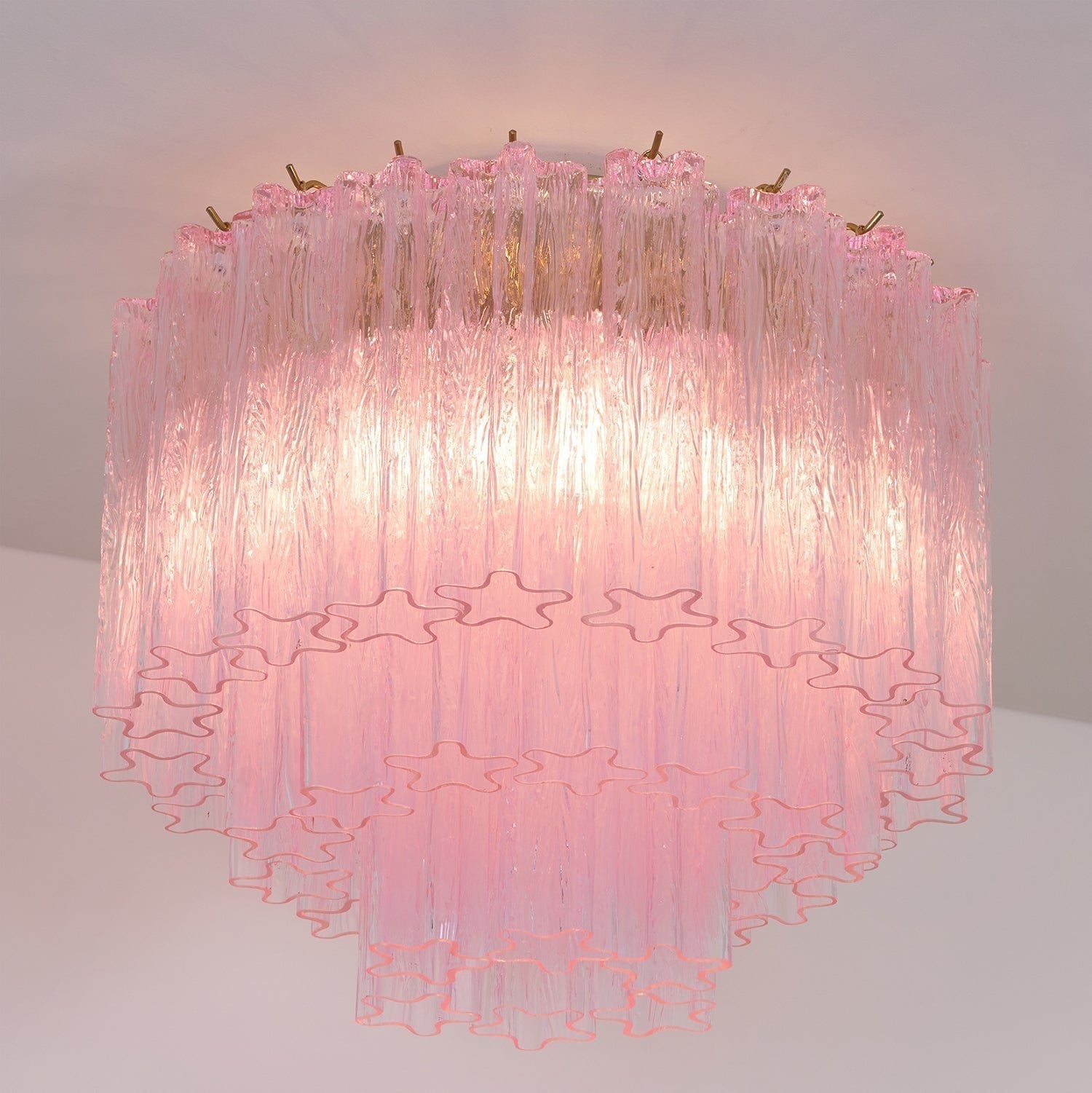 Aurora Ceiling Lamp Murano Pink Glass Vintage