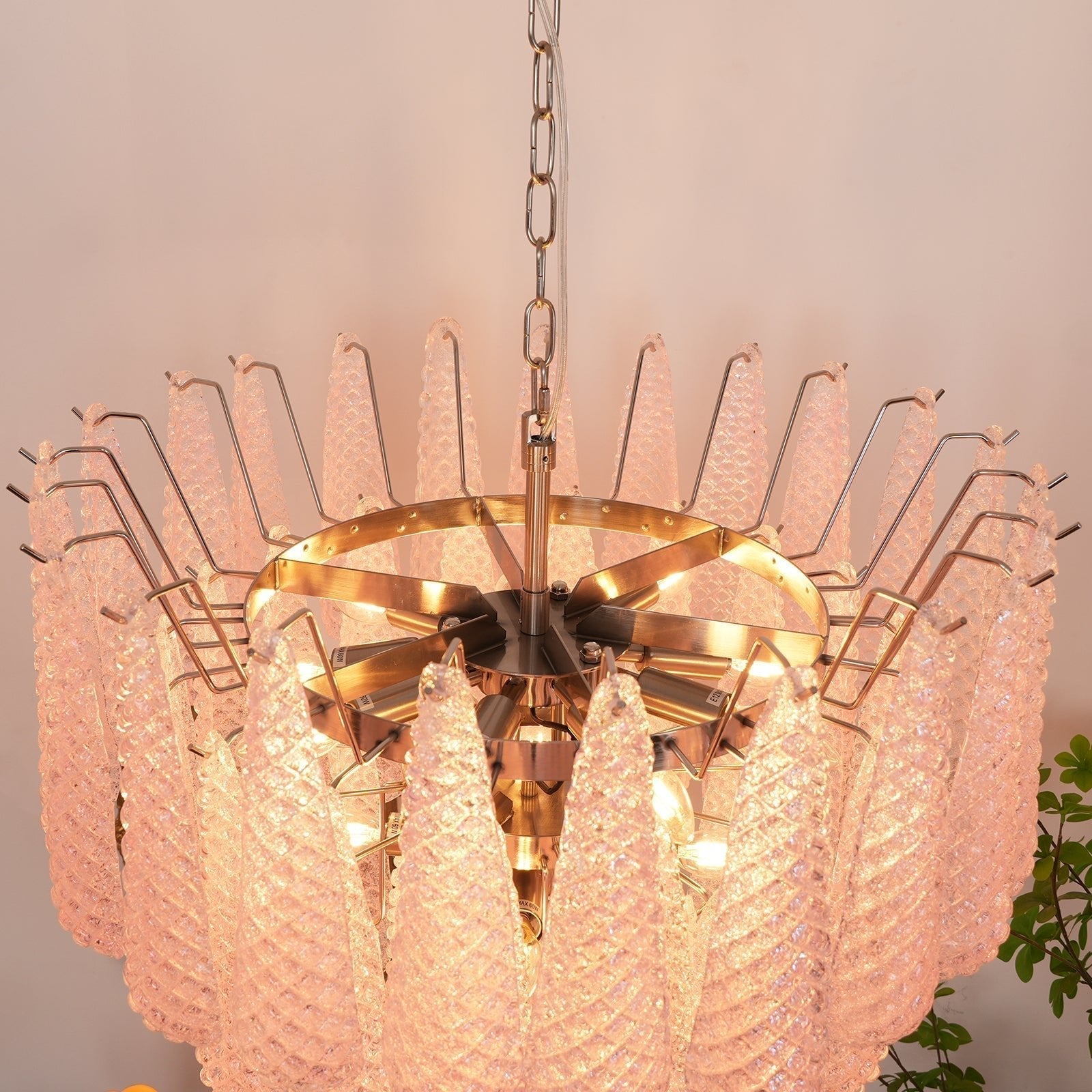 Aurora Chandelier Pink Dewdrop Cascading Romantic