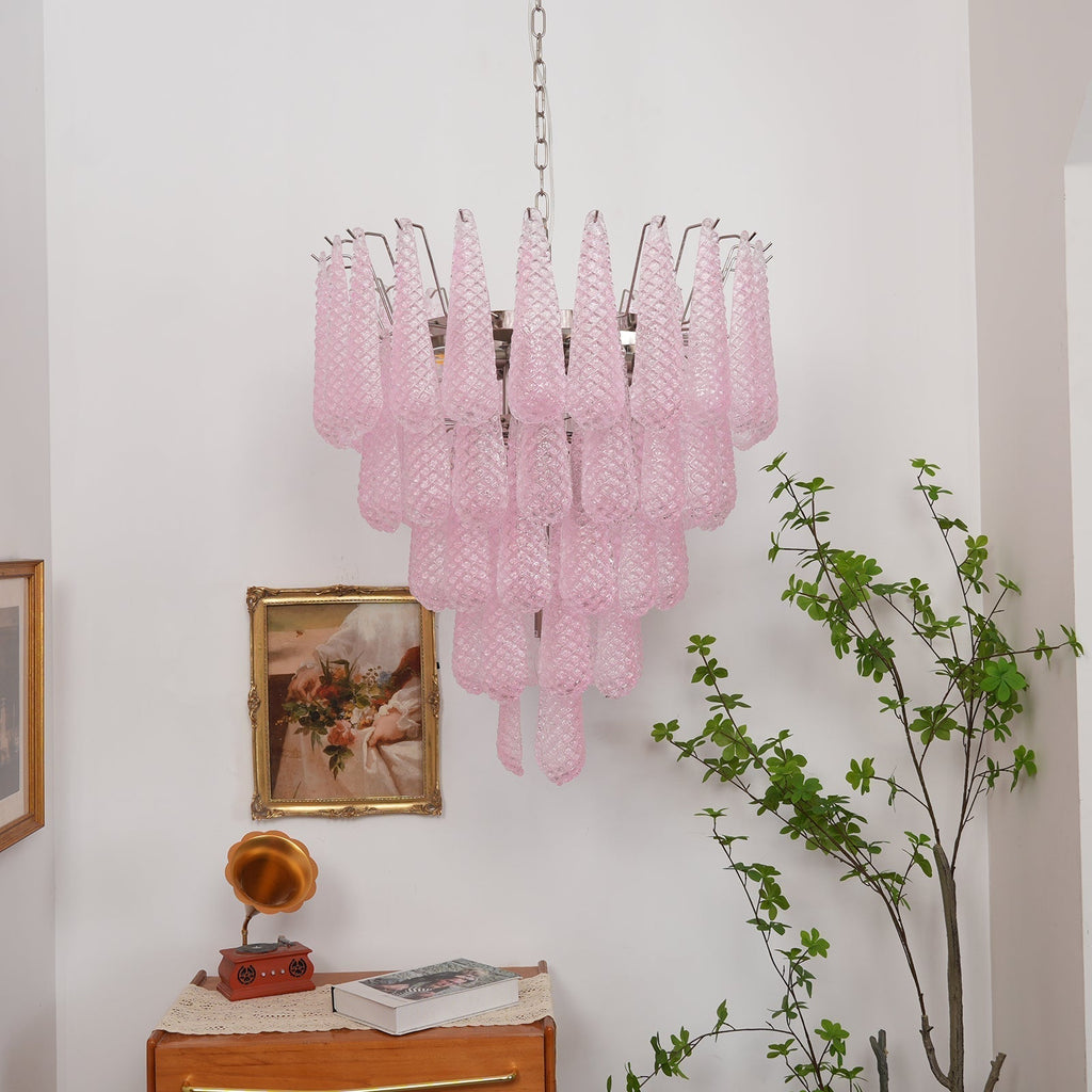 Aurora Chandelier Pink Dewdrop Cascading Romantic
