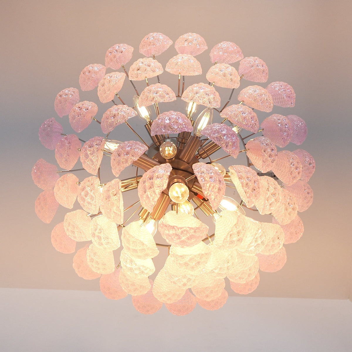 Aurora Chandelier Pink Dewdrop Cascading Romantic