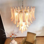 Aurora Chandelier Pink Murano Glass Petals Cascade