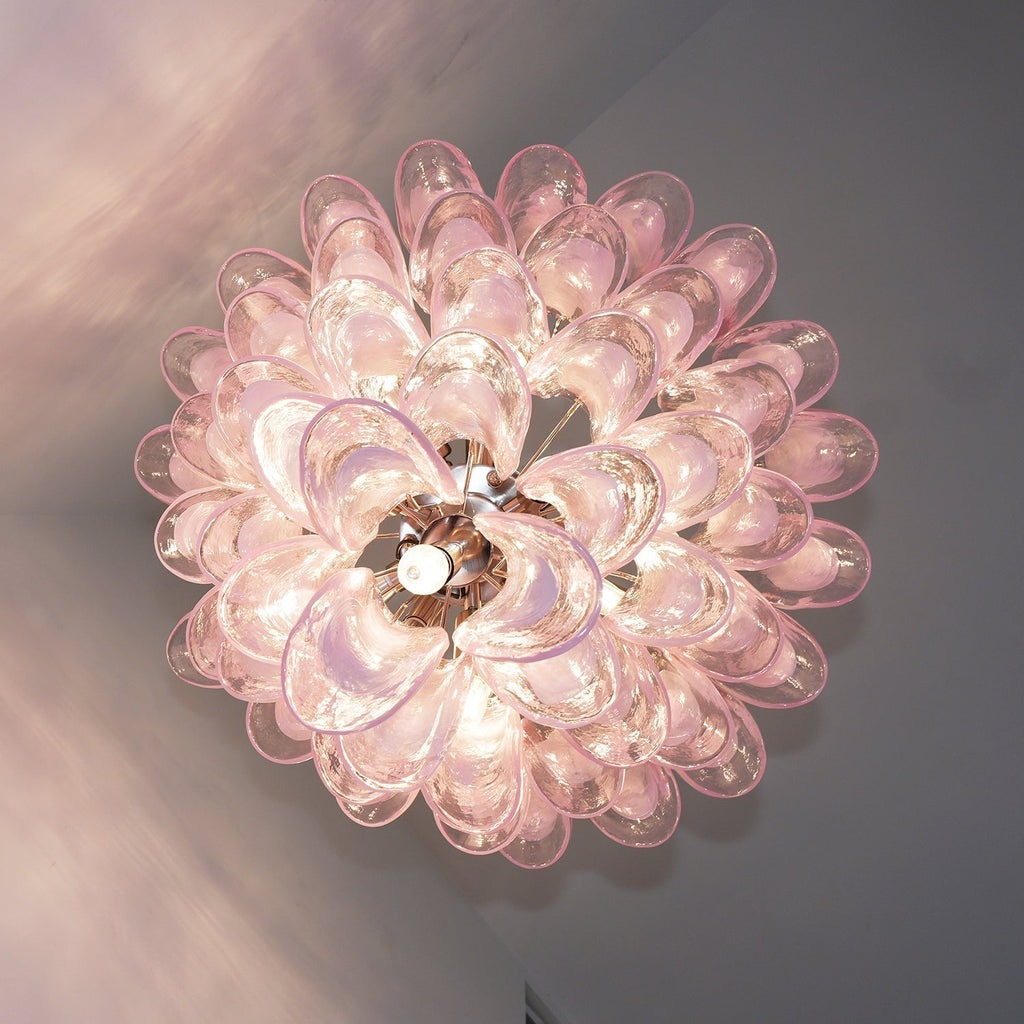 Aurora Chandelier Pink Murano Glass Petals Cascade