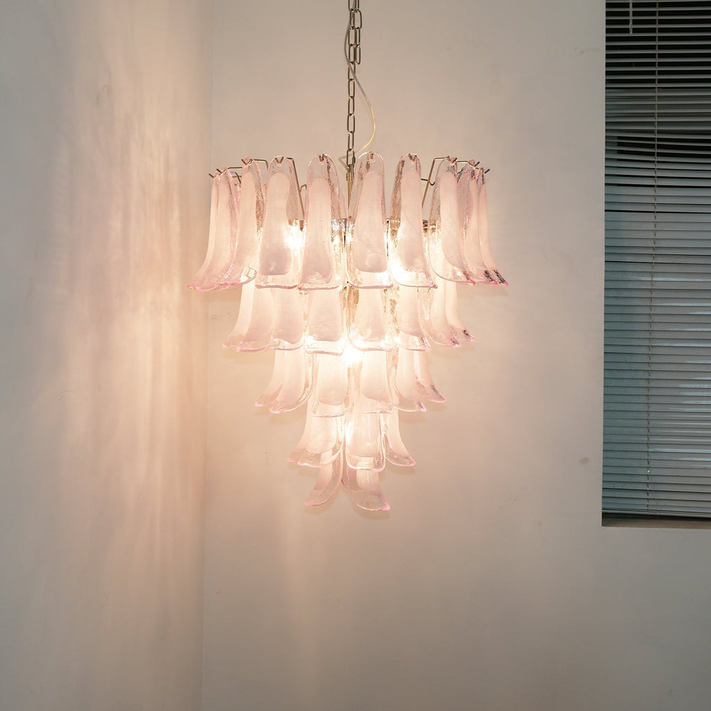 Aurora Chandelier Pink Murano Glass Petals Cascade