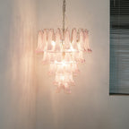 Aurora Chandelier Pink Murano Glass Petals Cascade
