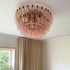Aurora Ceiling Lamp Pink Rhombus Glass Layered Vintage Elegance