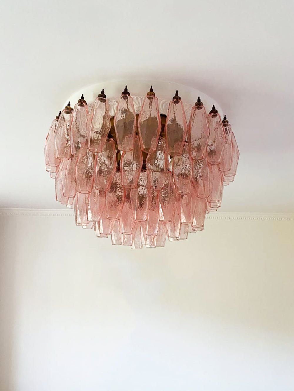 Aurora Ceiling Lamp Pink Rhombus Glass Layered Vintage Elegance