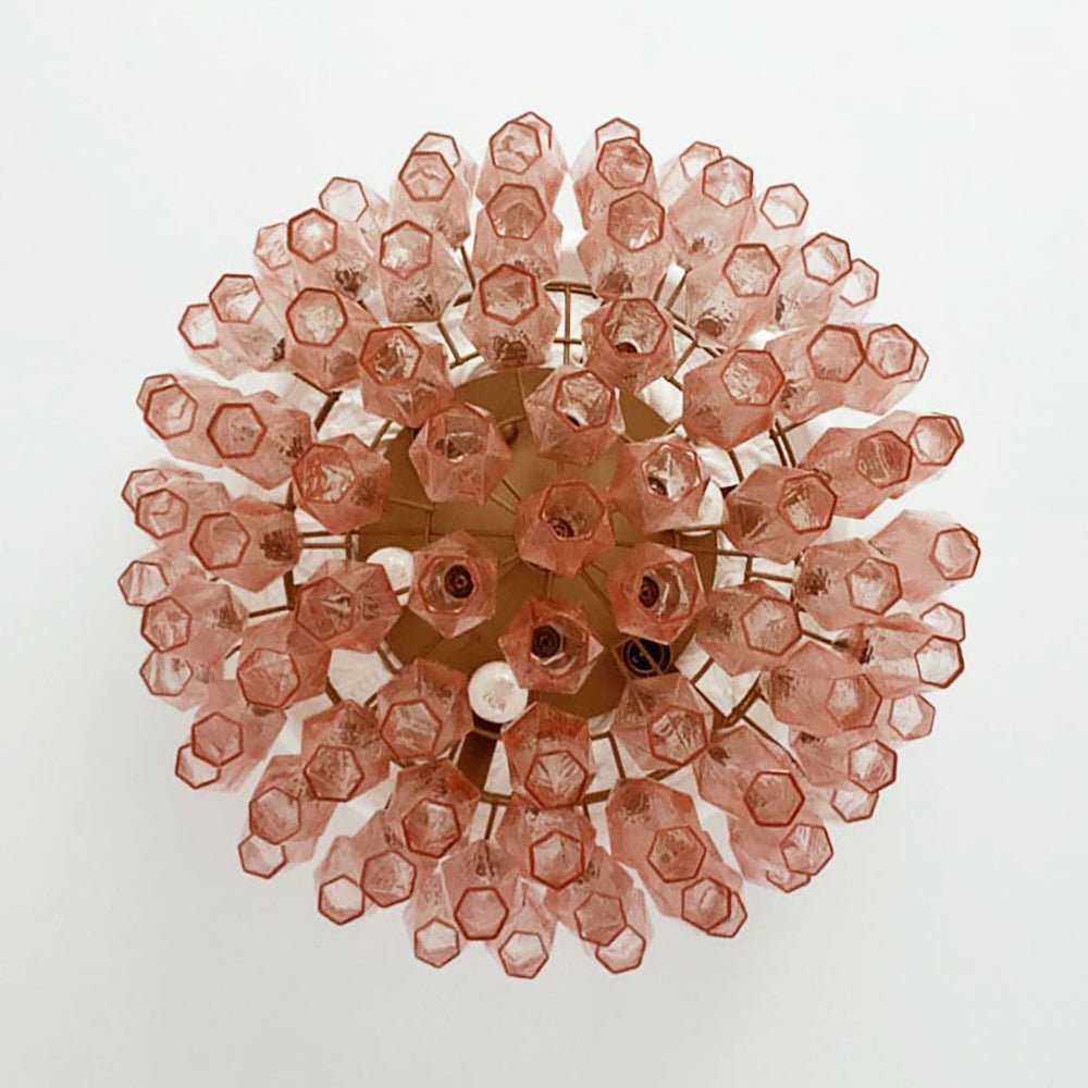 Aurora Ceiling Lamp Pink Rhombus Glass Layered Vintage Elegance