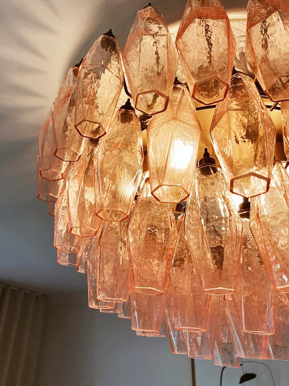 Aurora Ceiling Lamp Pink Rhombus Glass Layered Vintage Elegance