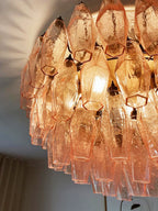 Aurora Ceiling Lamp Pink Rhombus Glass Layered Vintage Elegance