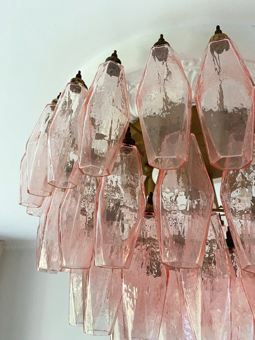 Aurora Ceiling Lamp Pink Rhombus Glass Layered Vintage Elegance