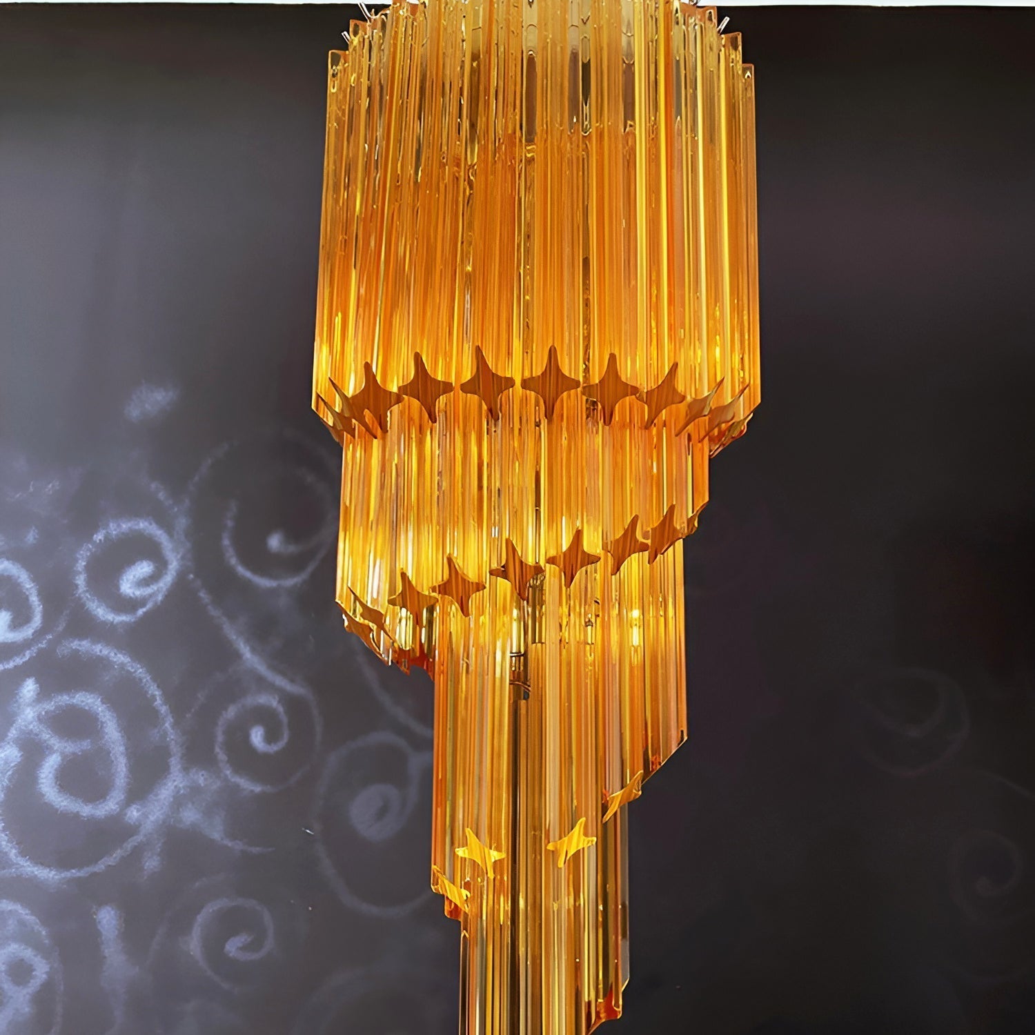 Aurora Chandelier Spiral Pink Prism Tiered