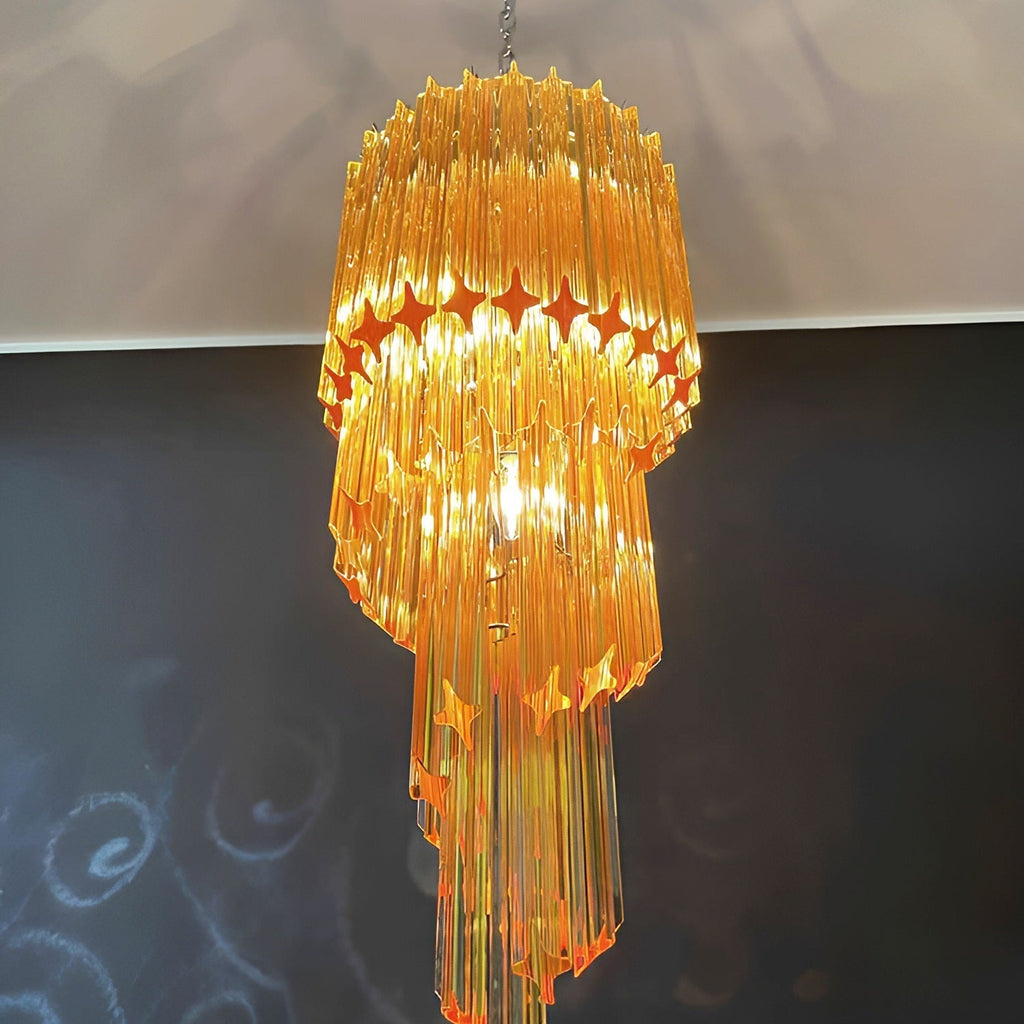 Aurora Chandelier Spiral Pink Prism Tiered