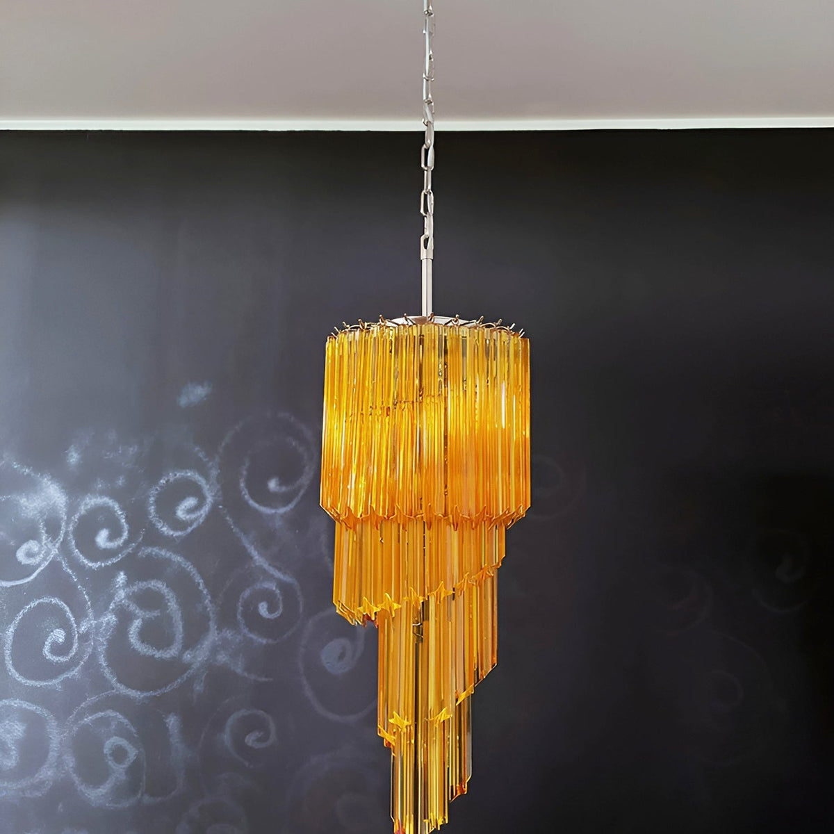 Aurora Chandelier Spiral Pink Prism Tiered