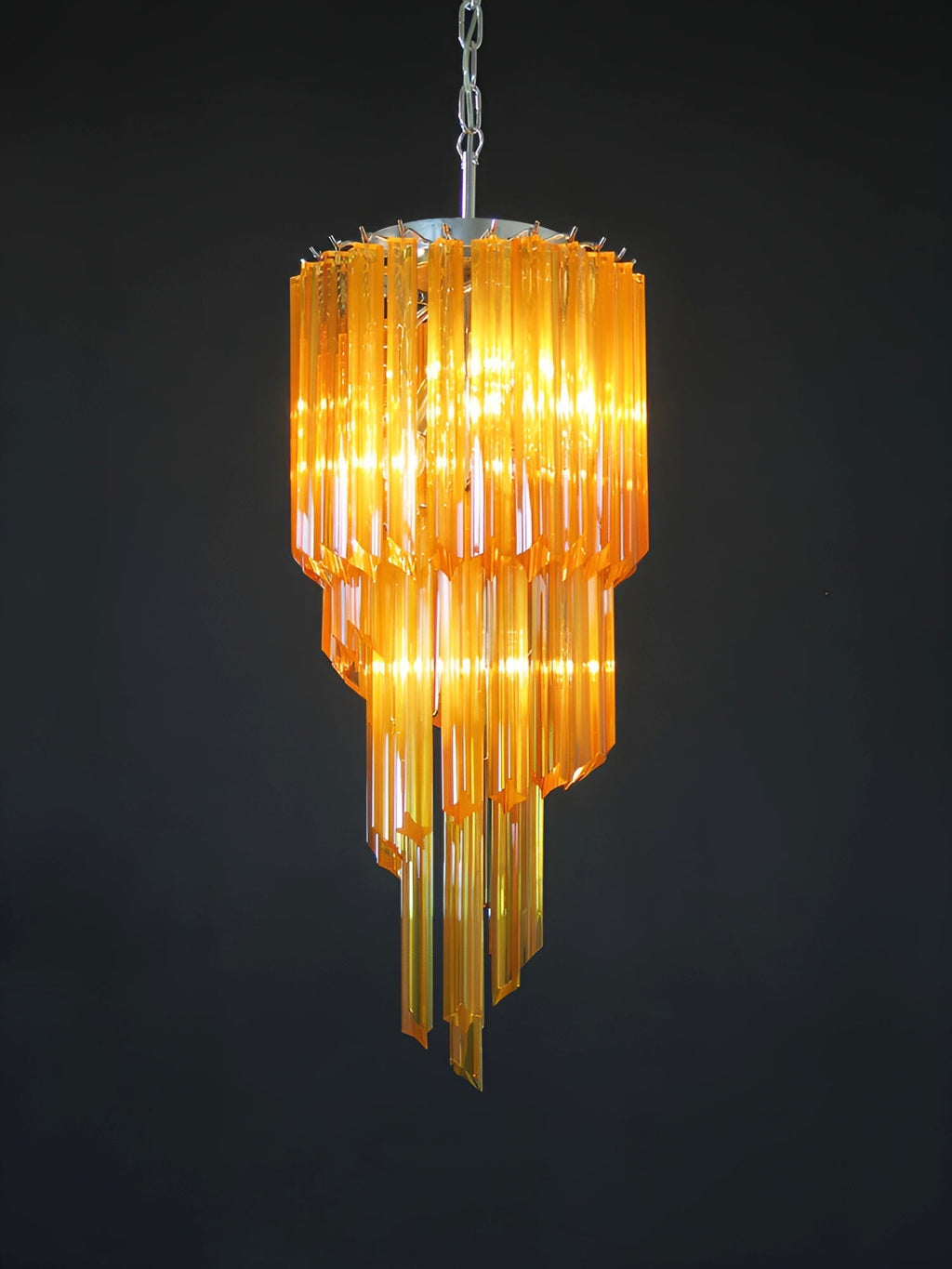 Aurora Chandelier Spiral Pink Prism Tiered