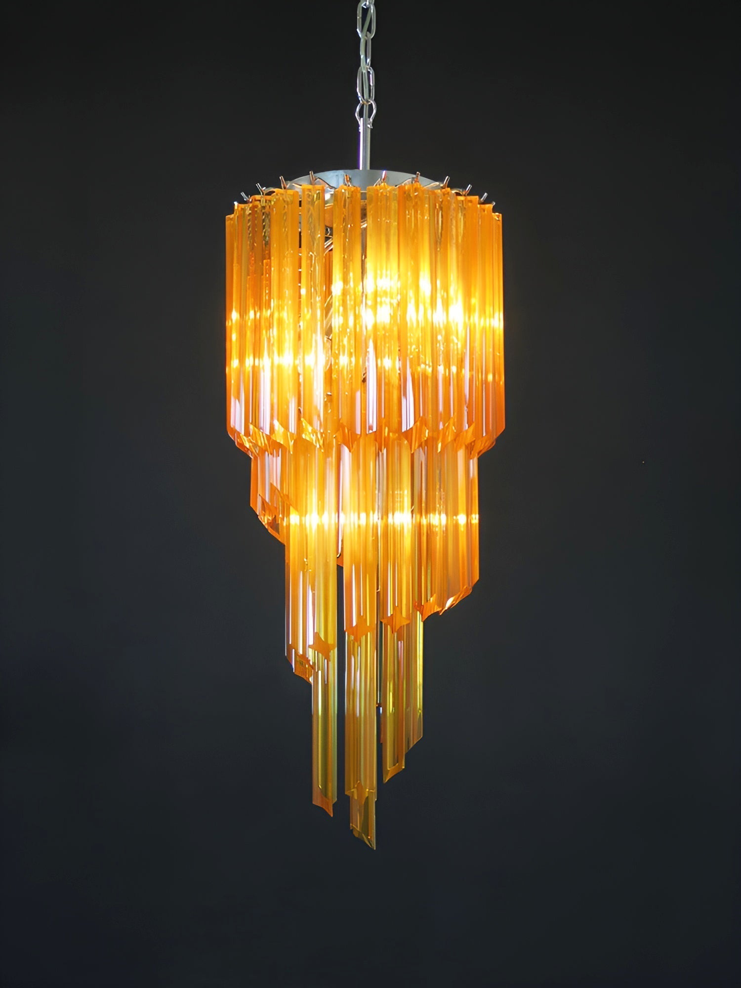 Aurora Chandelier Spiral Pink Prism Tiered