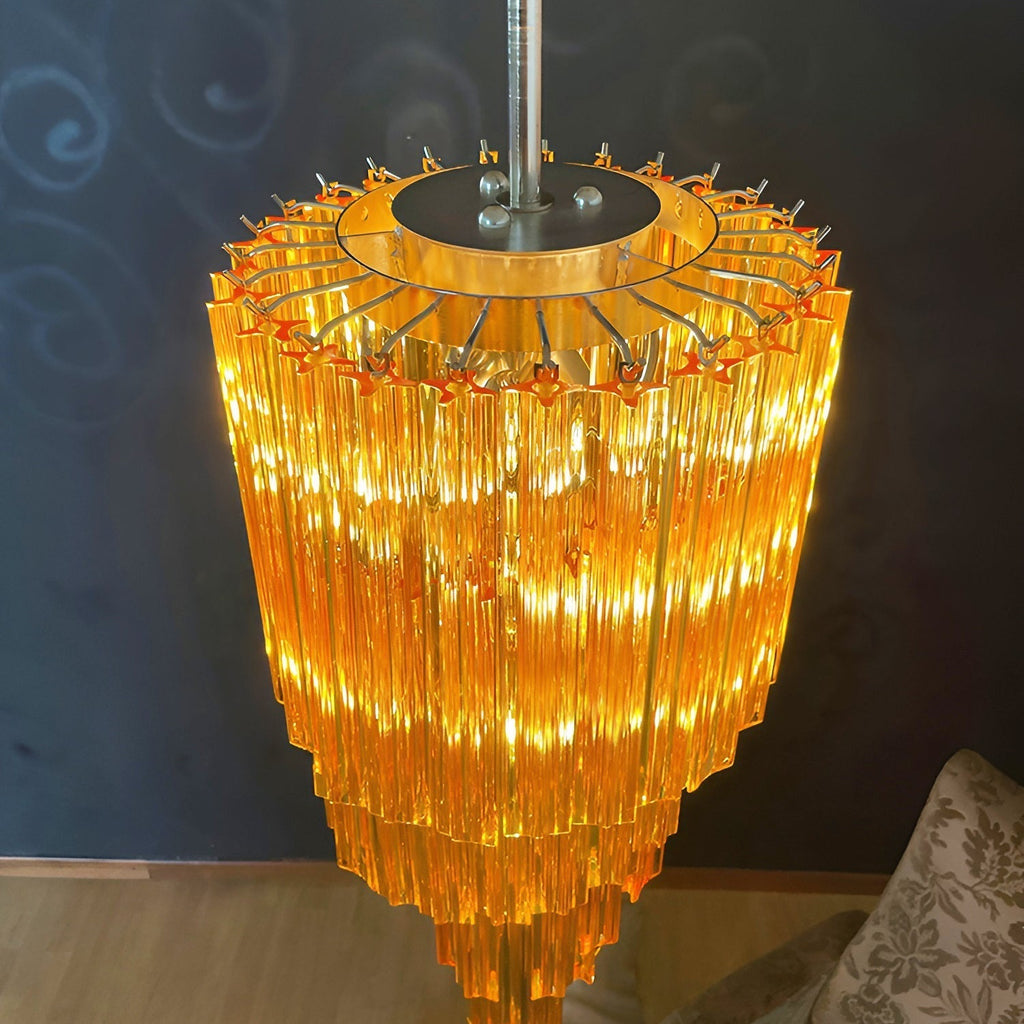 Aurora Chandelier Spiral Pink Prism Tiered