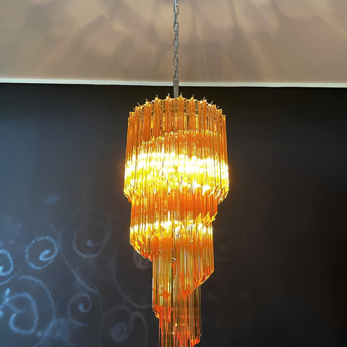 Aurora Chandelier Spiral Pink Prism Tiered
