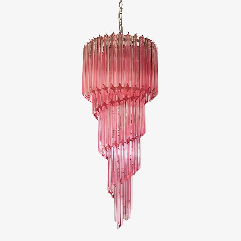 Aurora Chandelier Spiral Pink Prism Tiered