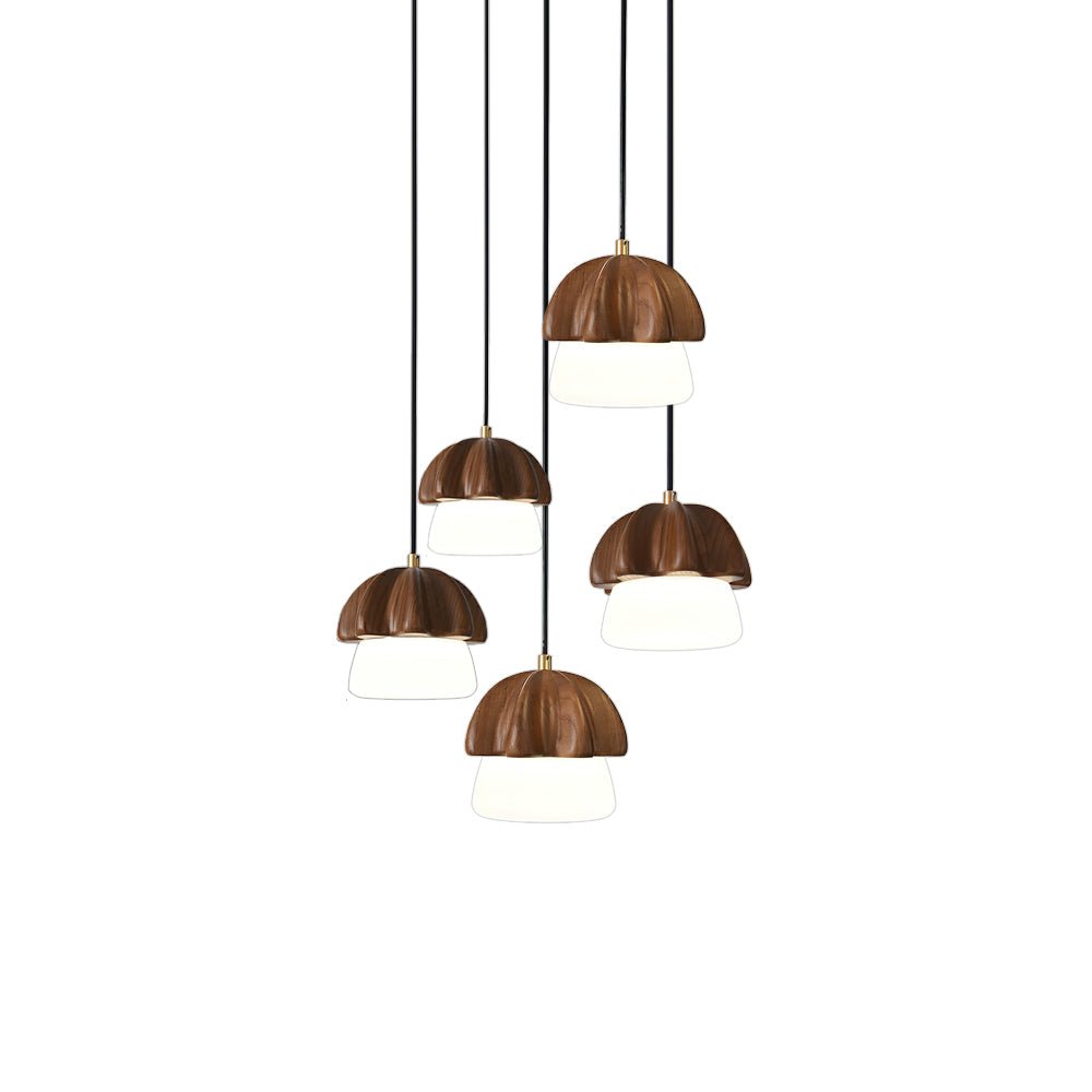 Lustra Pendant Lamp Mushroom Cluster Wood & Glass