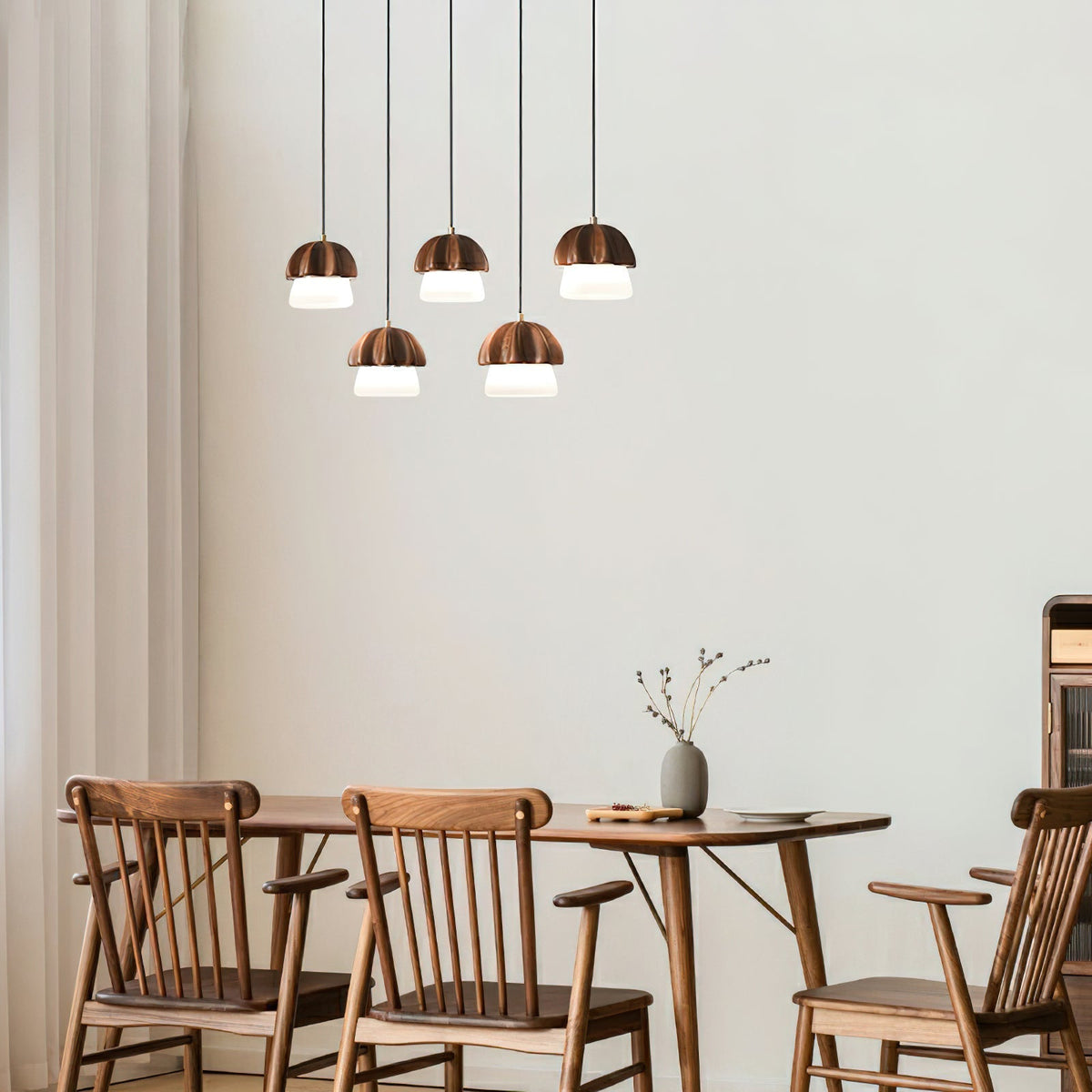 Lustra Pendant Lamp Mushroom Cluster Wood & Glass
