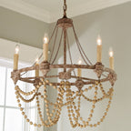 Eurnoros Vintage Industrial Wooden Chandelier