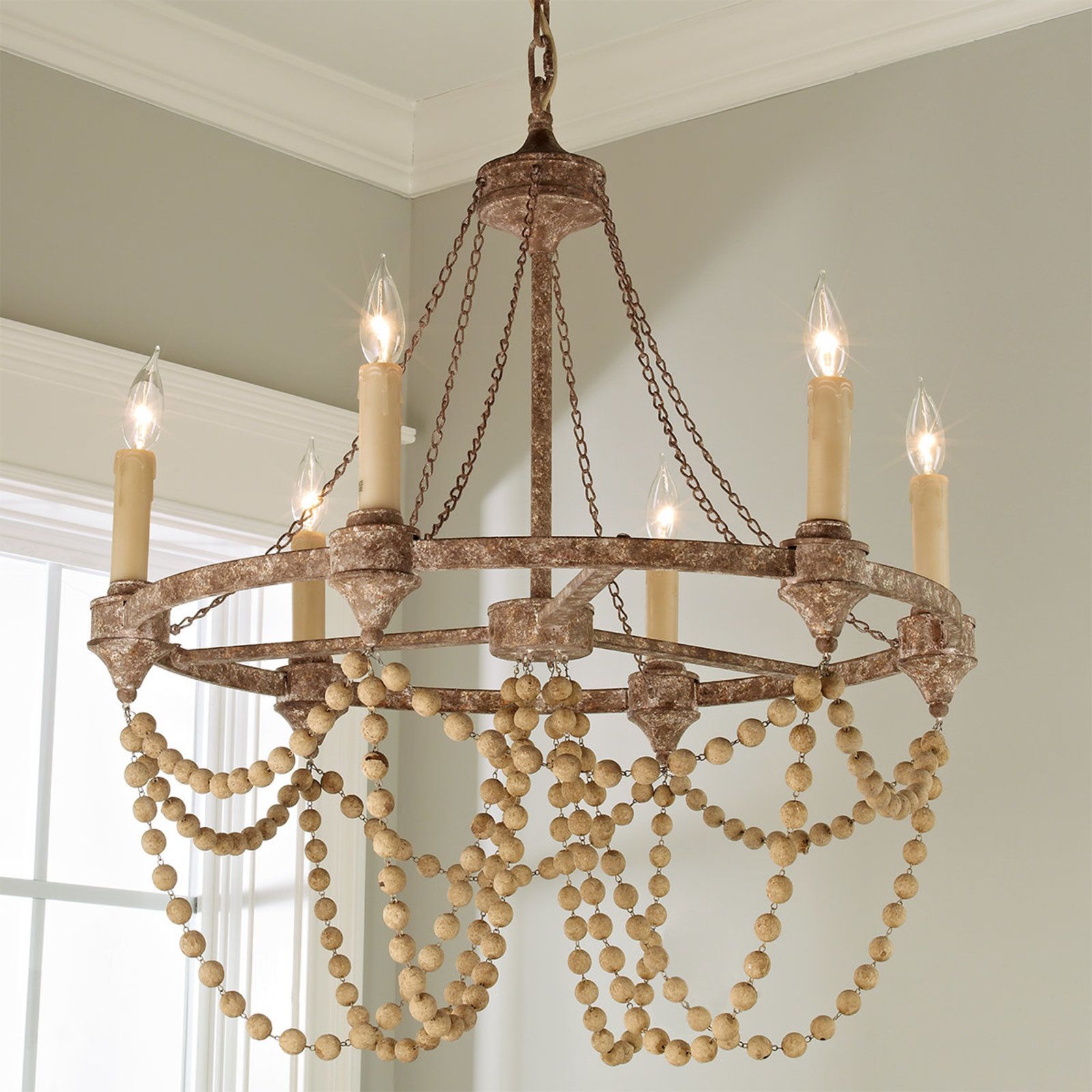 Eurnoros Vintage Industrial Wooden Chandelier