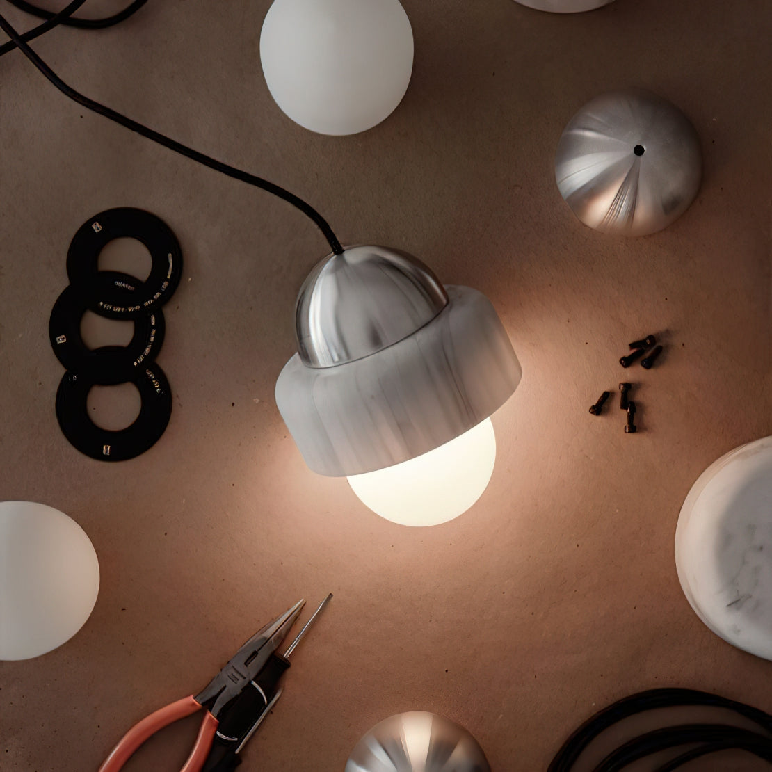 Elliren Modern Minimalist Marble Glass Pendant Lamp