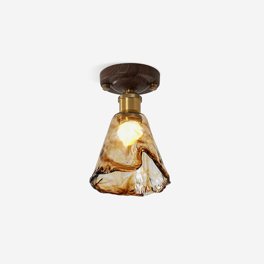 Velimo Amber Glass Flush Mount  Ceiling Light
