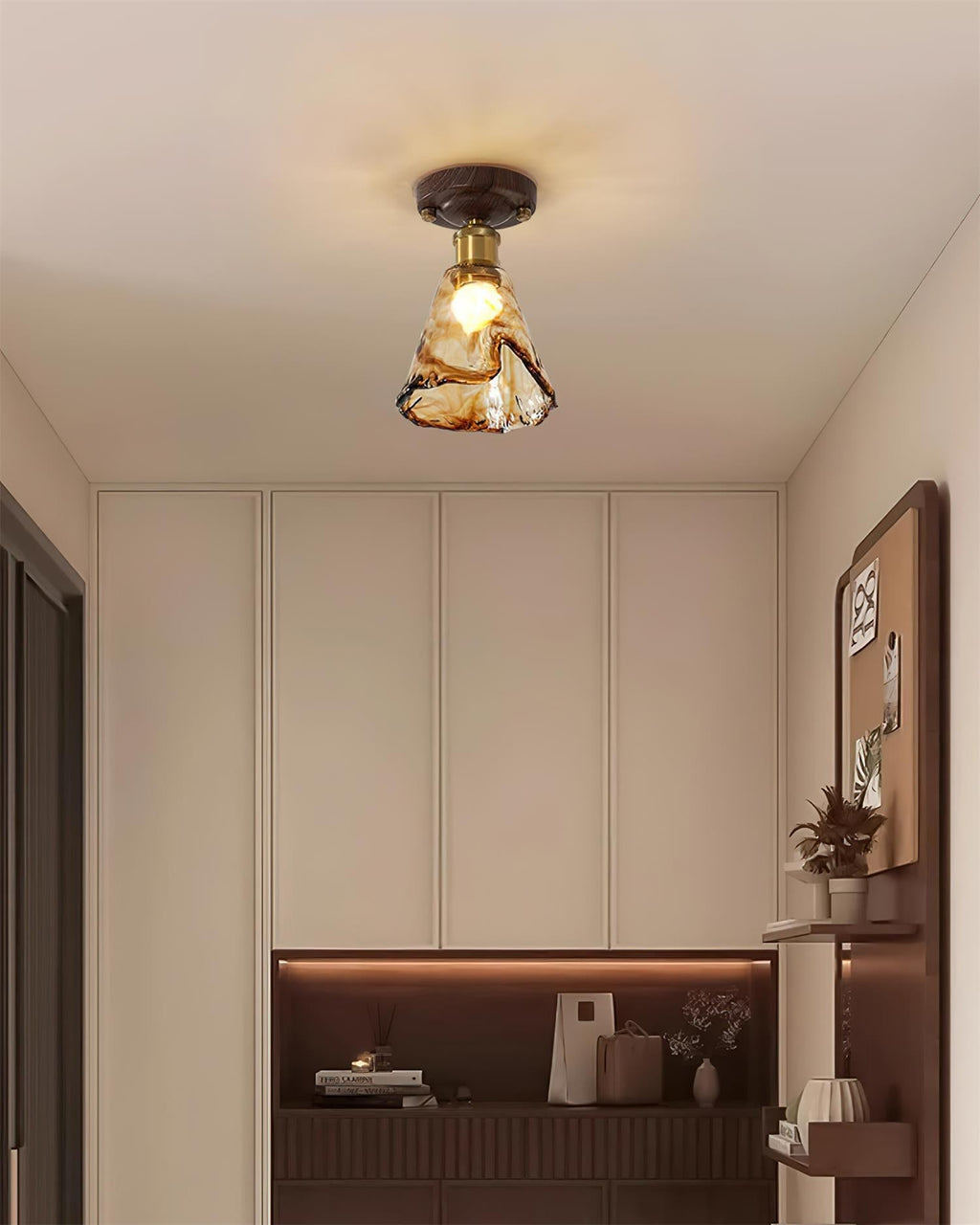 Velimo Amber Glass Flush Mount  Ceiling Light