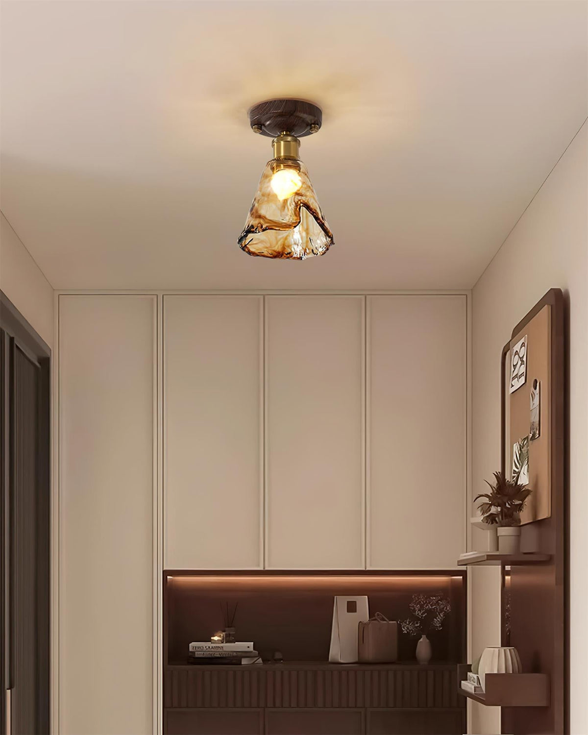 Velimo Amber Glass Flush Mount  Ceiling Light