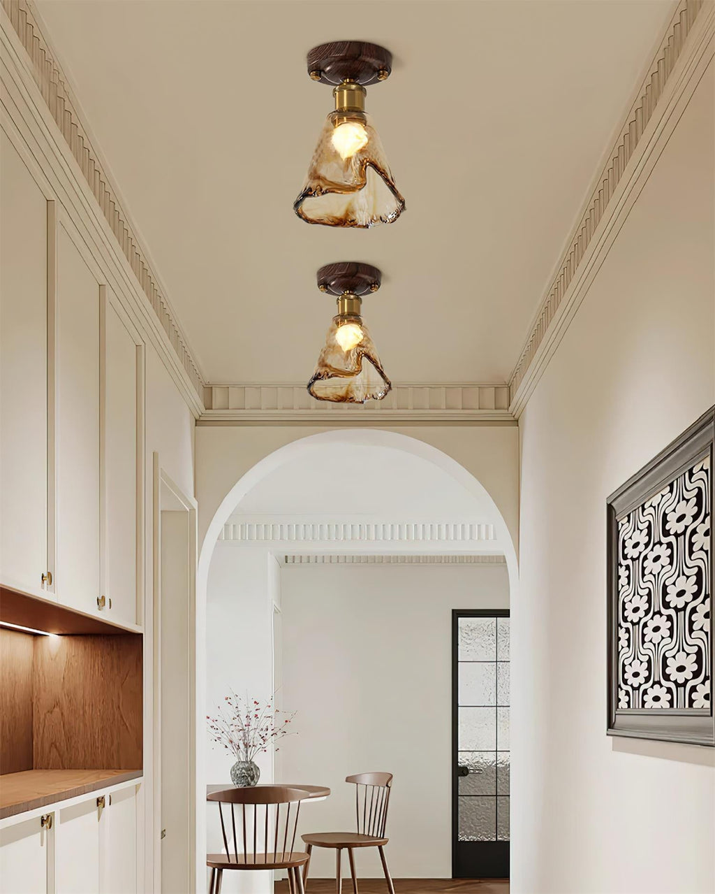Velimo Amber Glass Flush Mount  Ceiling Light