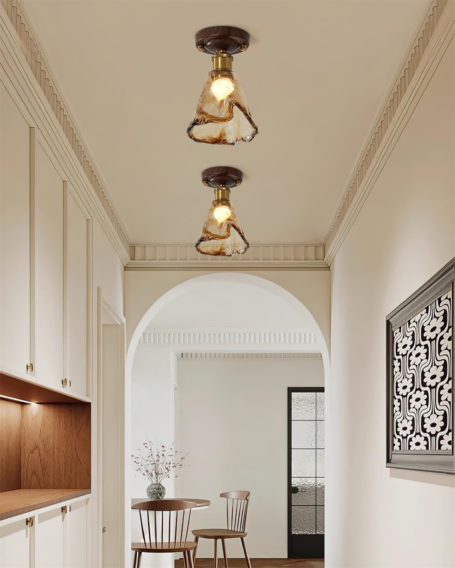 Velimo Amber Glass Flush Mount  Ceiling Light
