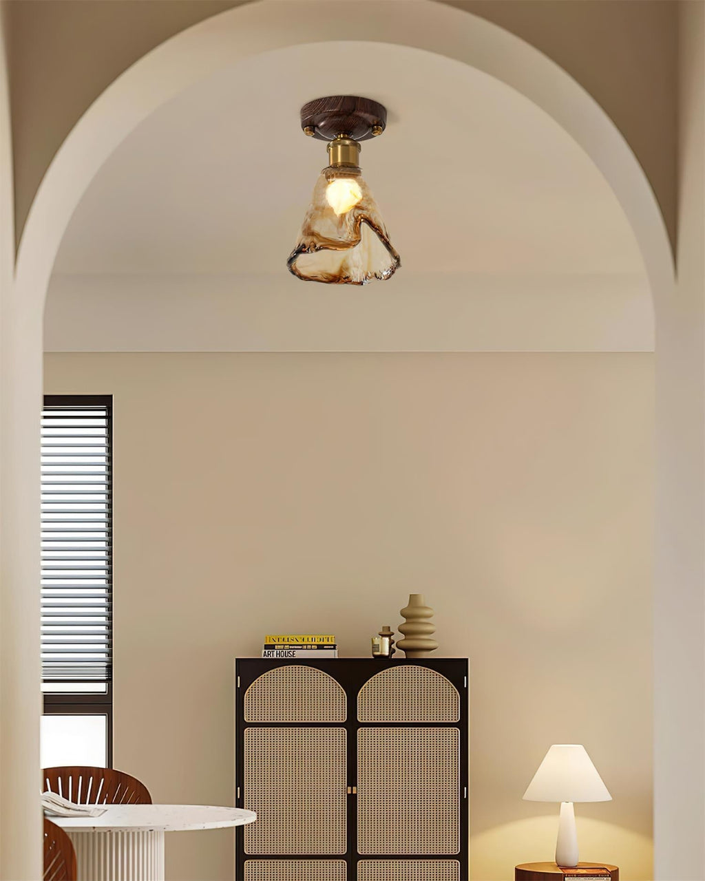 Velimo Amber Glass Flush Mount  Ceiling Light