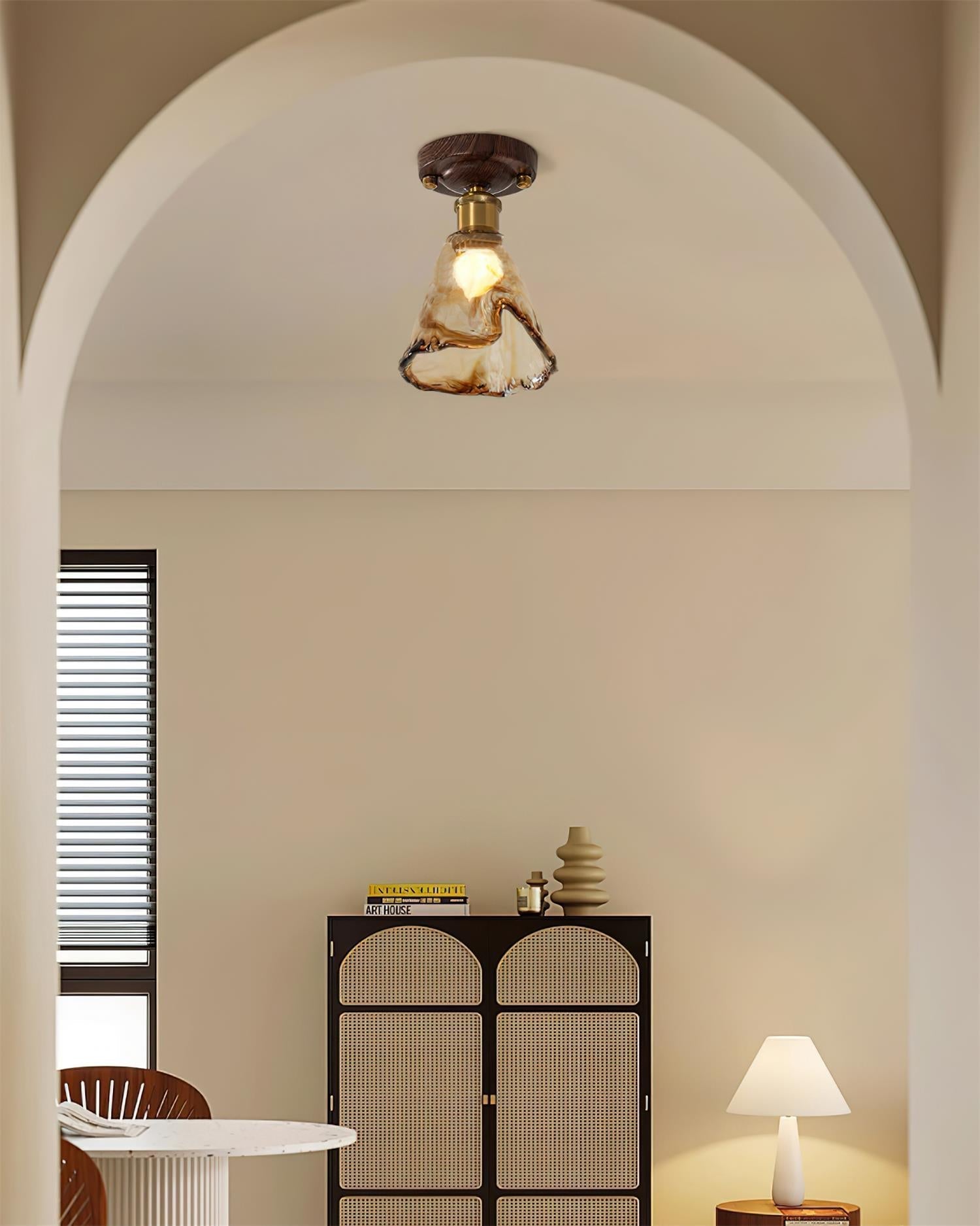 Velimo Amber Glass Flush Mount  Ceiling Light