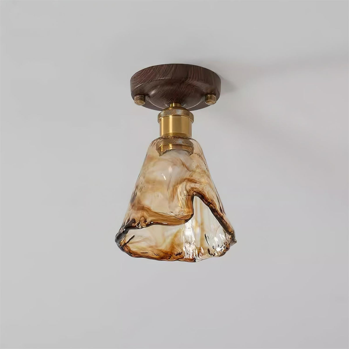 Velimo Amber Glass Flush Mount  Ceiling Light