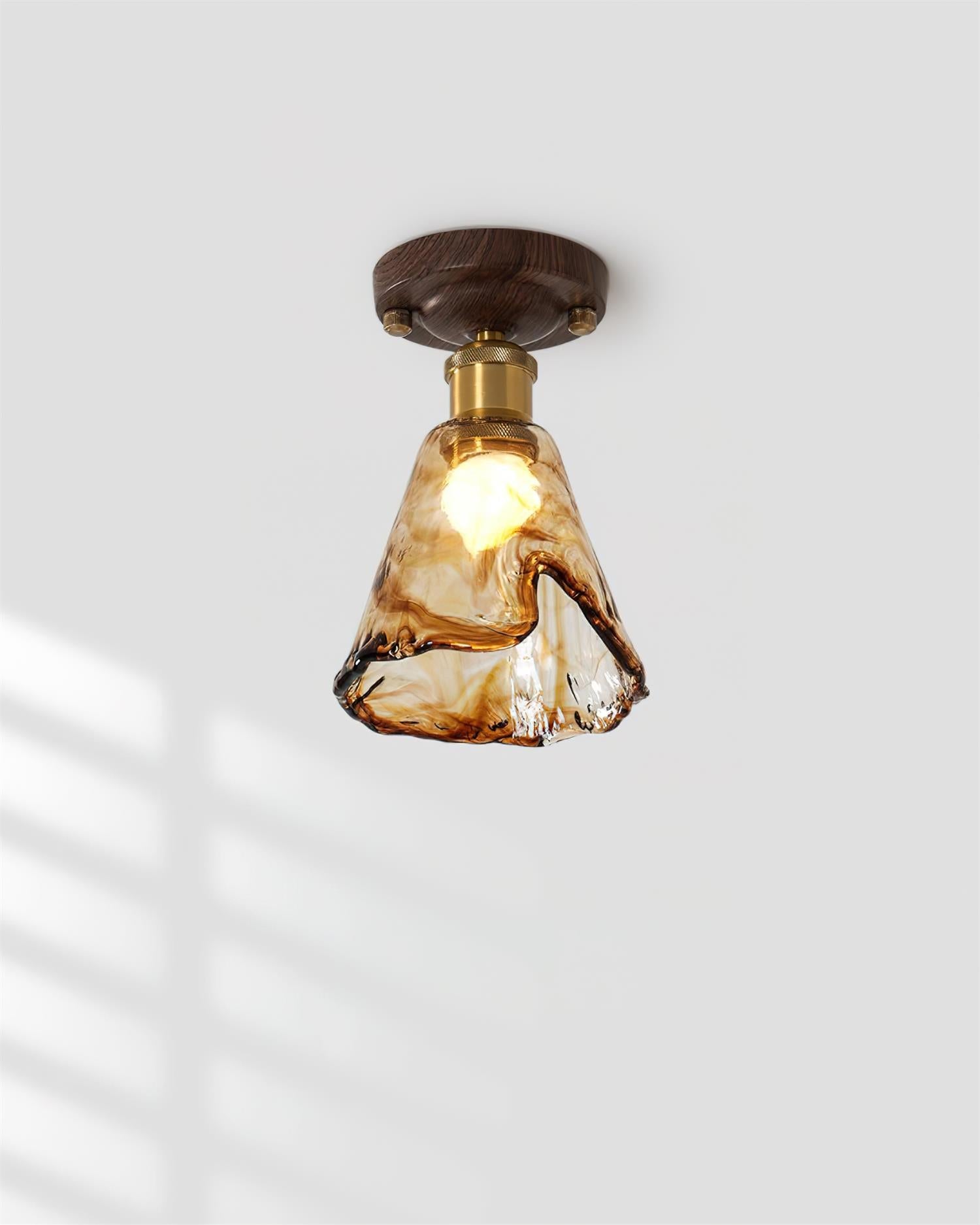 Velimo Amber Glass Flush Mount  Ceiling Light