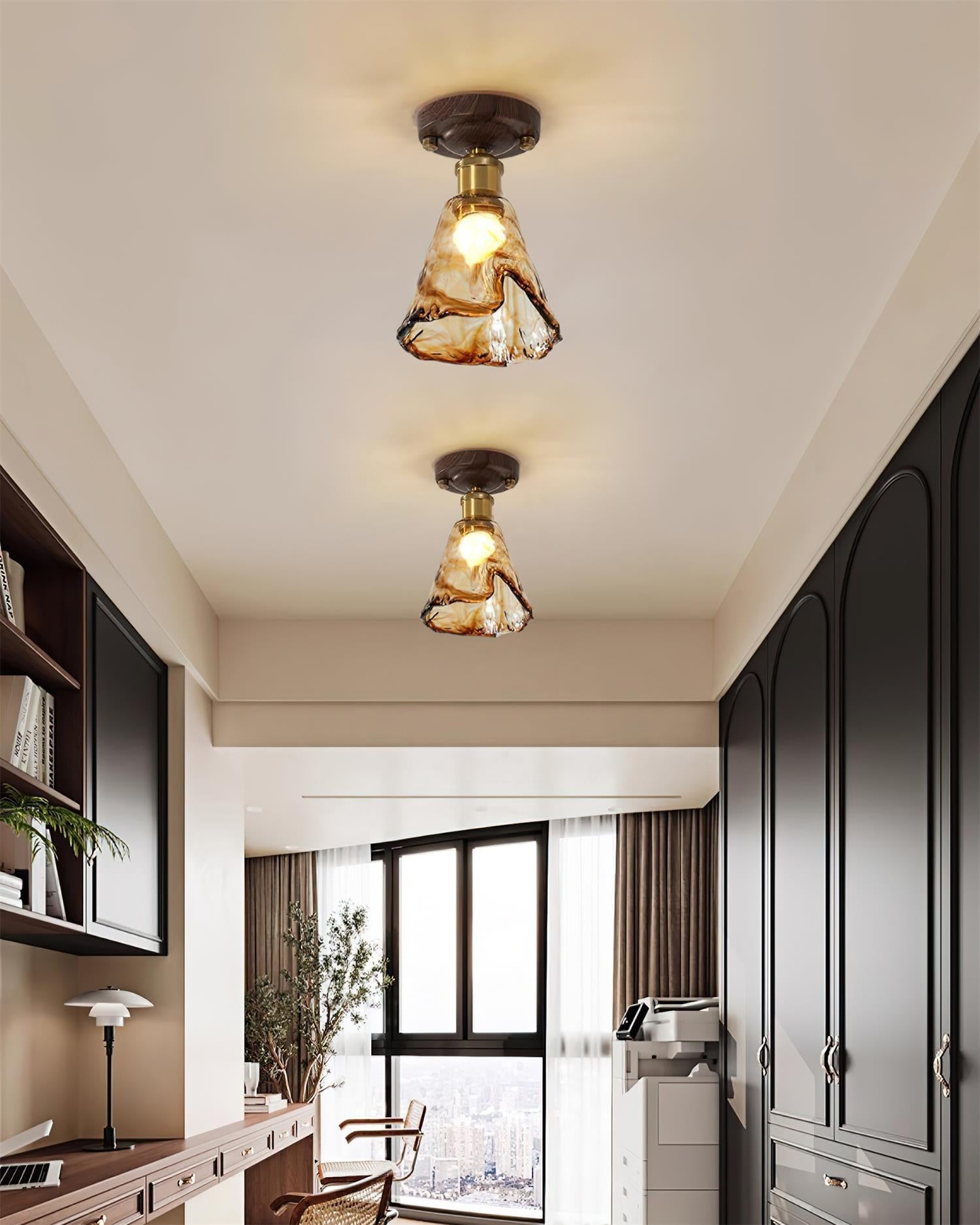 Velimo Amber Glass Flush Mount  Ceiling Light