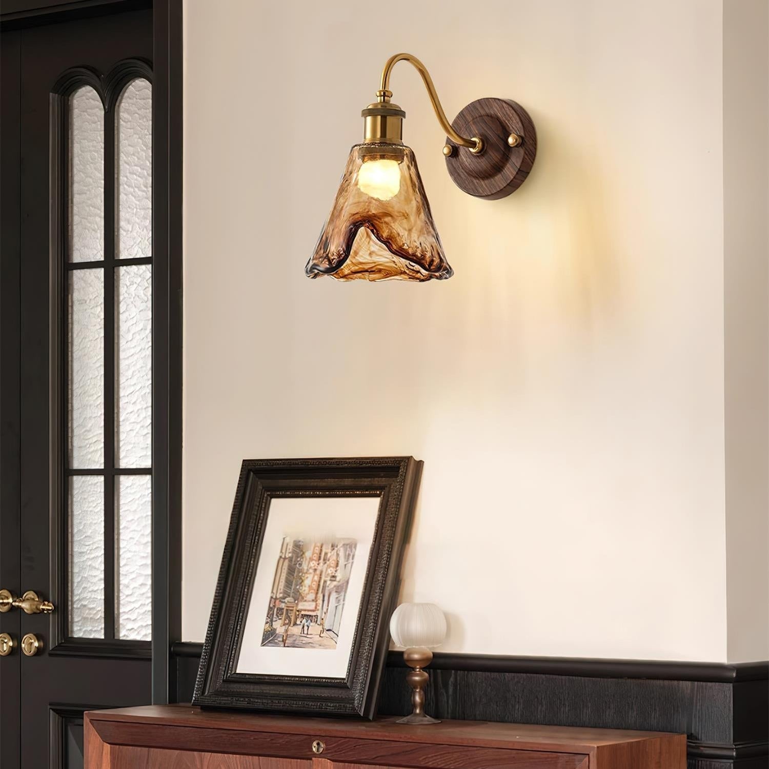 Amberveil Vintage Glass Wall Light