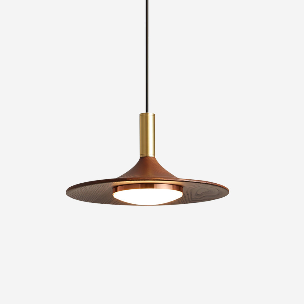 Pend­­ant Lamp Wood-Grain Disc LED Acrylic Midcentury