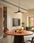 Pend­­ant Lamp Wood-Grain Disc LED Acrylic Midcentury