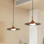 Pend­­ant Lamp Wood-Grain Disc LED Acrylic Midcentury