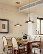 Pend­­ant Lamp Wood-Grain Disc LED Acrylic Midcentury
