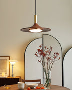 Pend­­ant Lamp Wood-Grain Disc LED Acrylic Midcentury