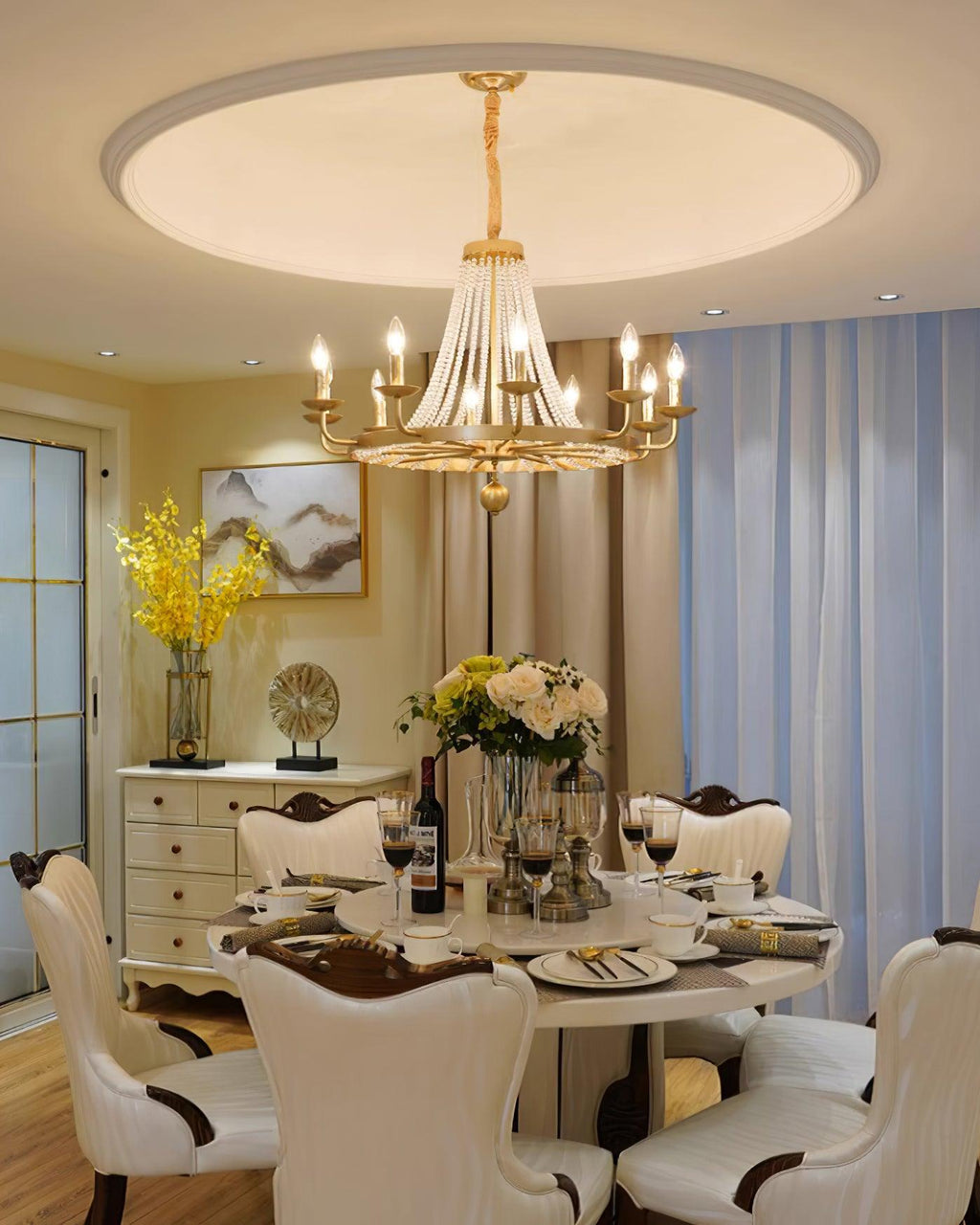 Naples Chandelier Crystal Bead Rustic White Gray Regal