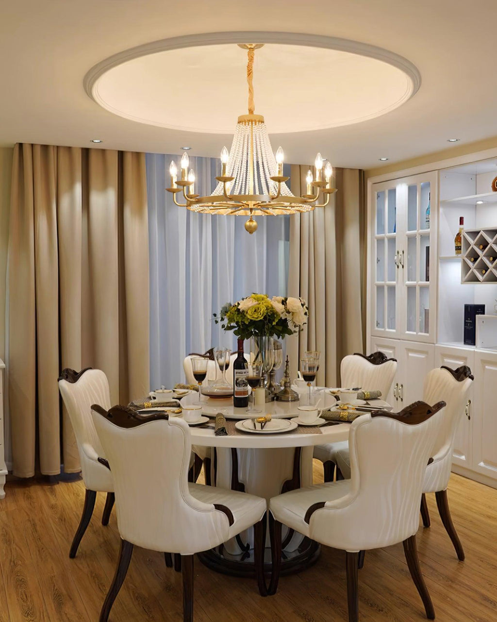 Naples Chandelier Crystal Bead Rustic White Gray Regal