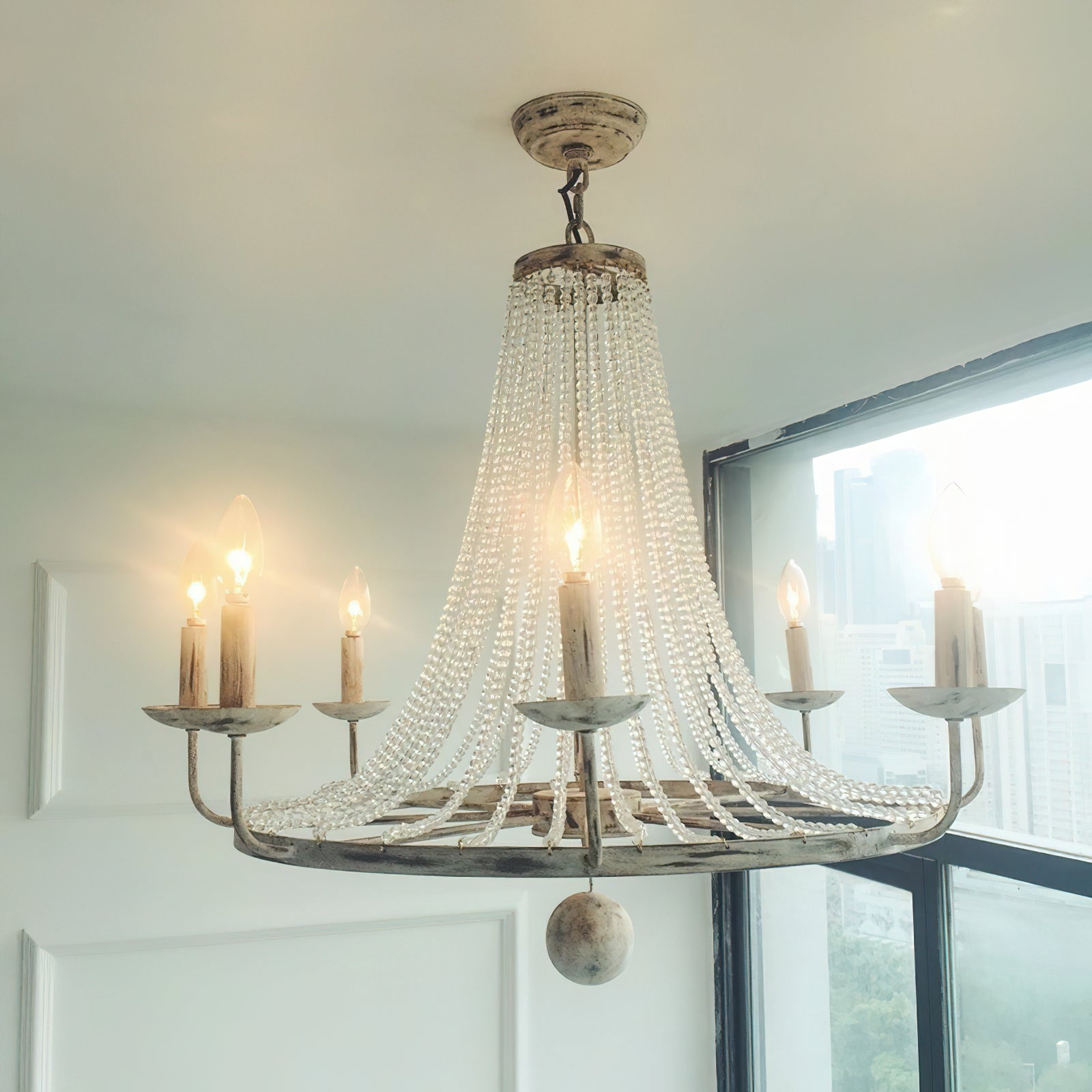 Coloros Vintage Industrial White Chandelier
