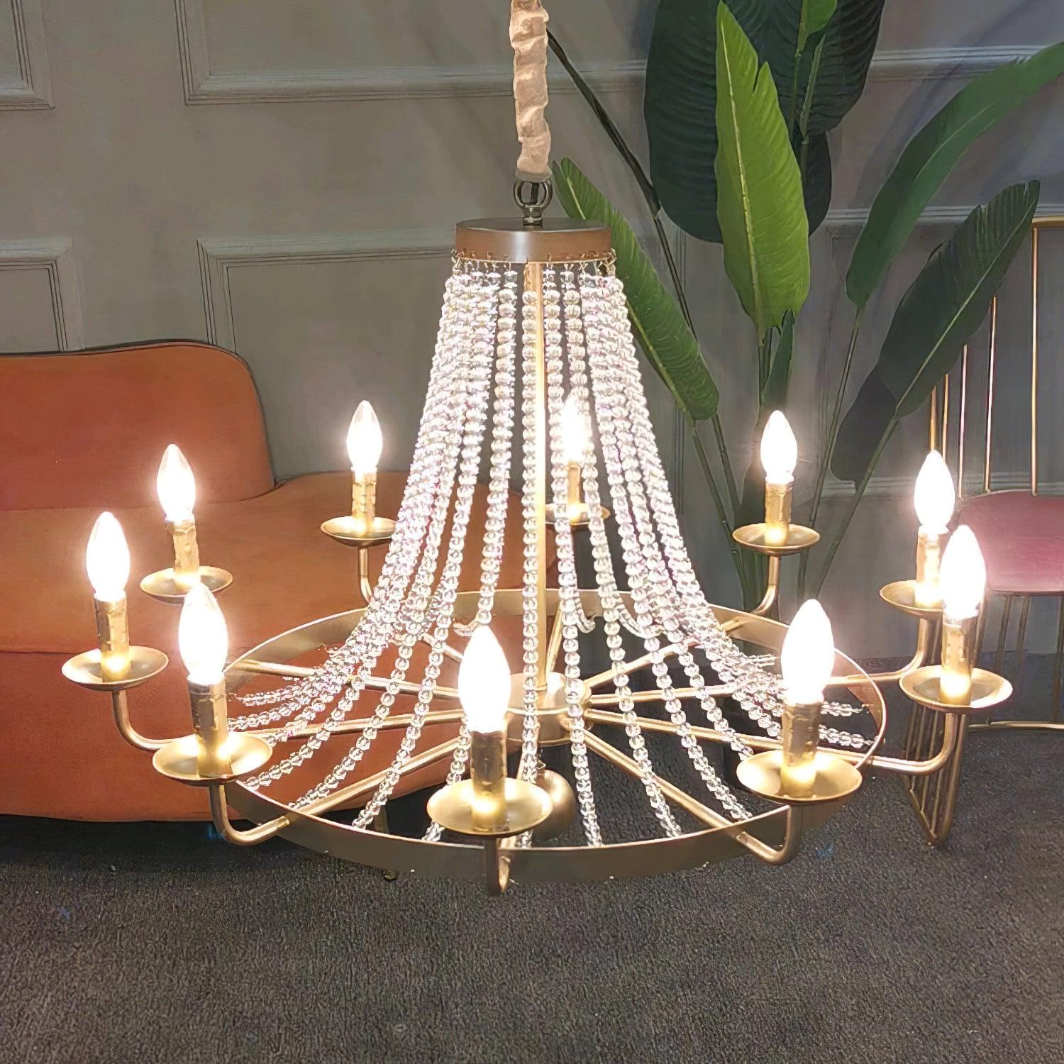 Naples Chandelier Crystal Bead Rustic White Gray Regal